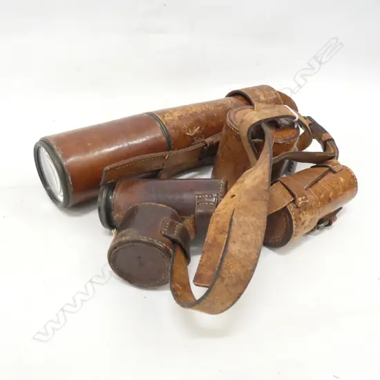 ANTIQUE TELESCOPE LEATHER CASE L.305mm