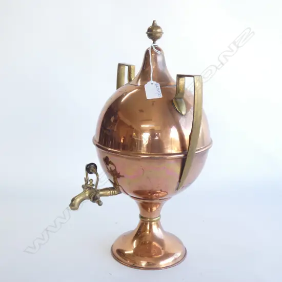 COPPER & BRASS TEA URN ON STAND H.400mm
