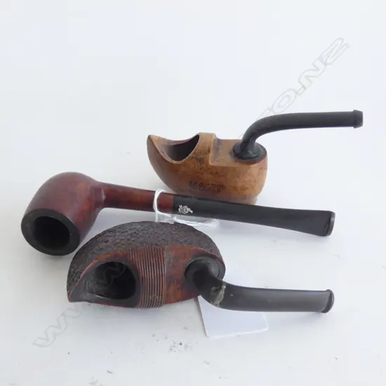 3 OLD WOODEN PIPES 
