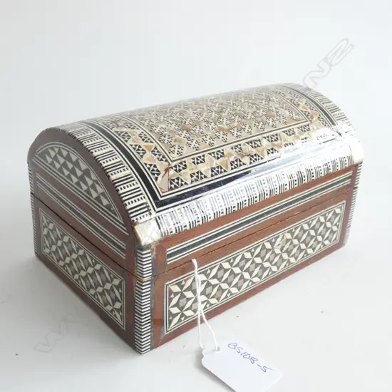 MIDDLE EASTERN JEWELLERY BOX - BONE/M.O.P/FRUITWOOD