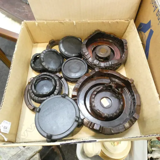 (16144) BOX LOT ORIENTAL POT / VASE STANDS - VARIOUS SIZES 