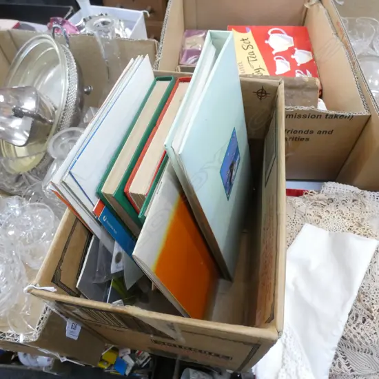 BOX LOT ASST. STAMPS ALBUMS ETC
