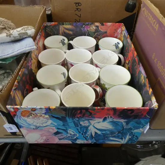 16 ASST FLORAL BONE CHINA MUGS; 3 STYLES 