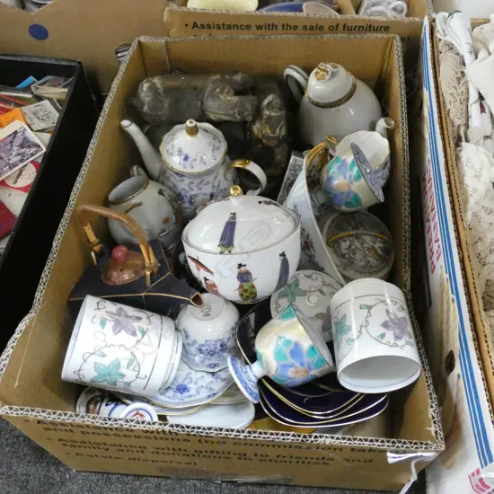 BOX LOT ASST. ORIENTAL CHINA, 2 HORSES ETC