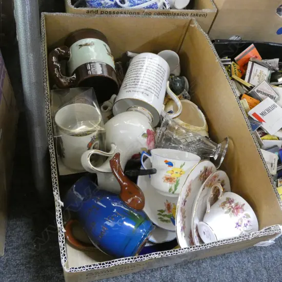 BOX LOT ASST CHINA & MINIATURE COLLECTABLES ETC..