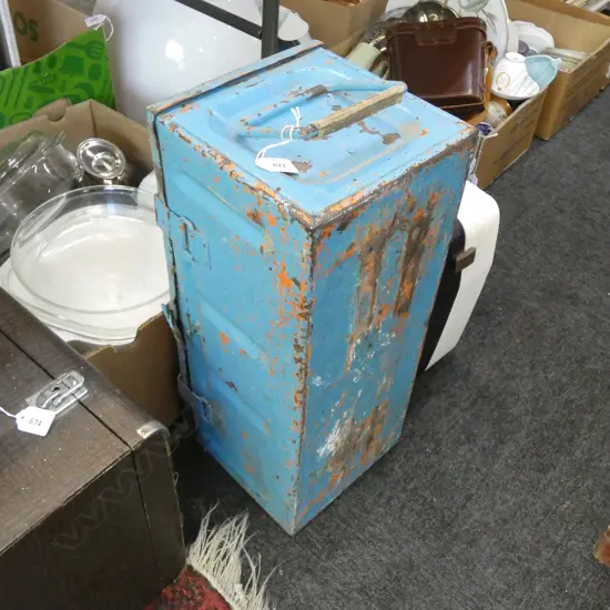 BLUE PAINTED METAL AMMO. BOX L.550mm