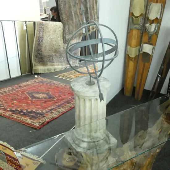 ARMILLARY SPHERE ON CONCRETE COLUMN BASE STAND H.1080mm