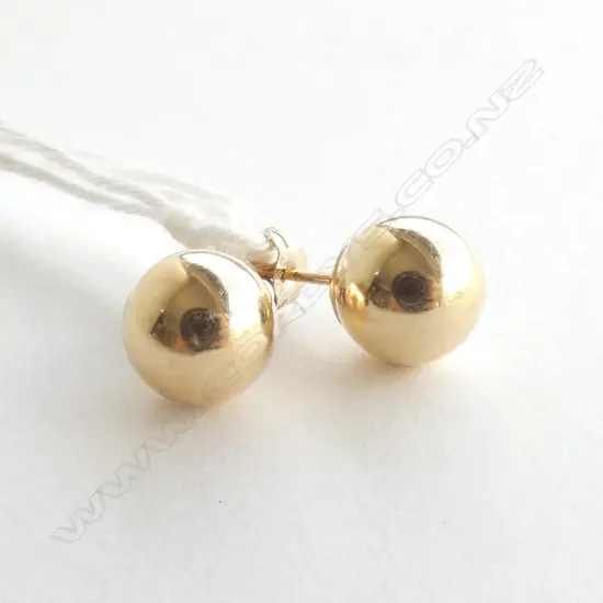 (16156) PR 9CT GOLD PLAIN DOME EARRINGS