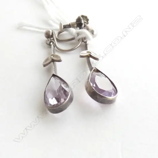 (20143) VINTAGE SILVER AMETHYST PR EARRINGS
