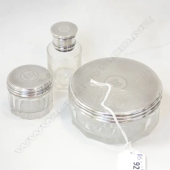 3 PCE STG & CRYSTAL DRESSING SET CONTAINERS