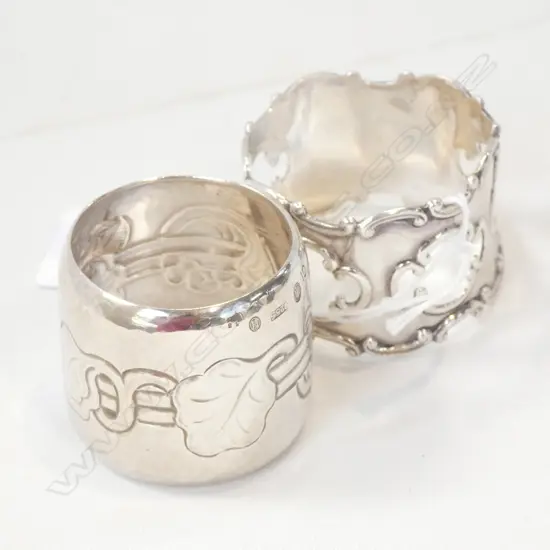 2 STG SILVER NAPKIN RINGS 57 GRAMS