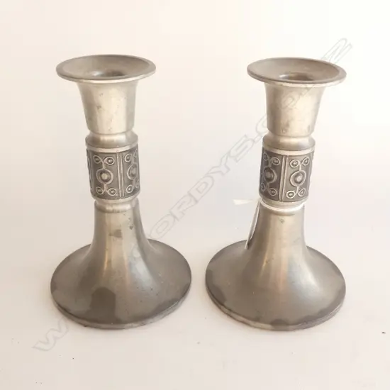 PR PEWTER HAUGRUD NORWAY CANDLESTICKS H.160mm