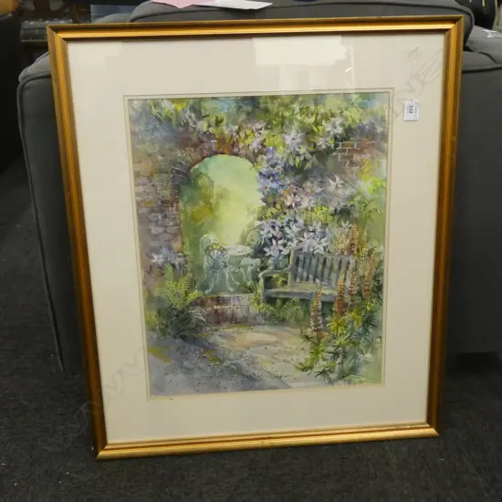 WENDY JALBERT MIXED MEDIA 'GARDEN CORNER CLEMATIS'