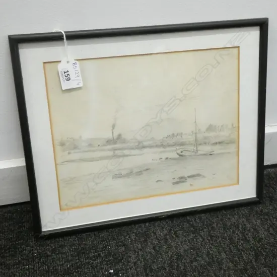 TREVOR LLOYD SKETCH LAKE PUPUKE & THE PUMPHOUSE C.1900' 180x235mm 