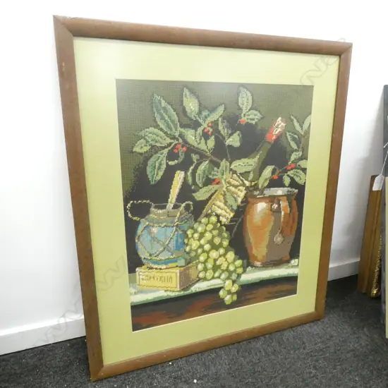 LARGE FRAMED STILL LIFE TAPESTRY 555x455mm