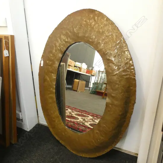 OVAL BEATEN COPPER FRAMED MIRROR 800 X 600MM