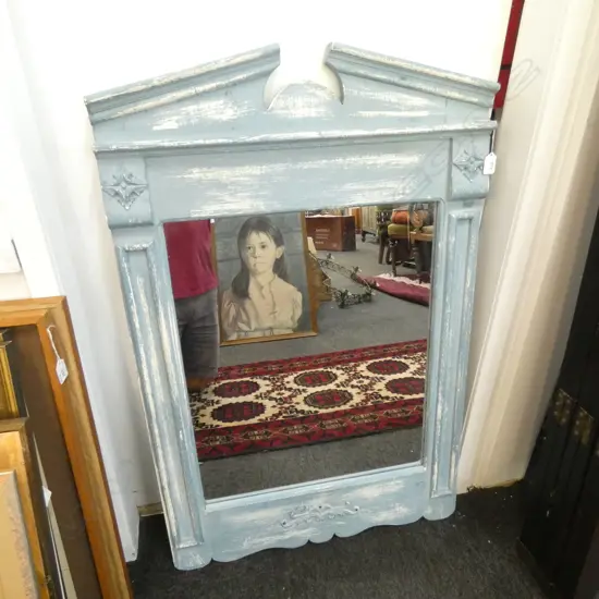 DISTRESSED PAINTED WOODEN FRAMED MIRROR 1000 X 680MM