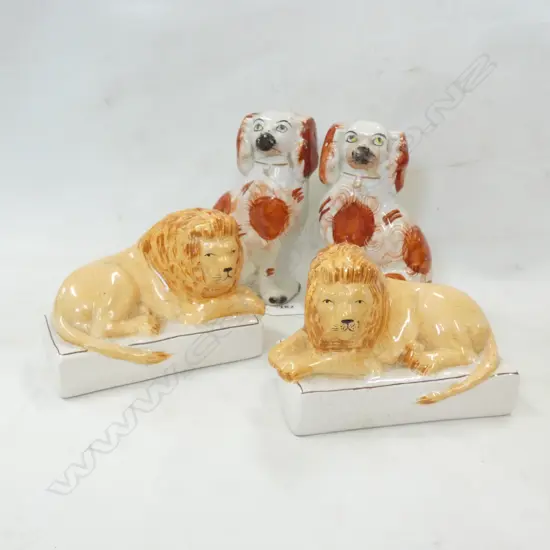 PR STAFFORDSHIRE DOGS (H. 155MM) & PR LIONS (L140MM)