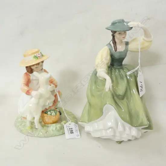 ROYAL DOULTON FIGURINE ' BUTTERCUP' HN2309  H. 195MM & 'AGE OF INNOCENCE (H140MM) BASE A/F