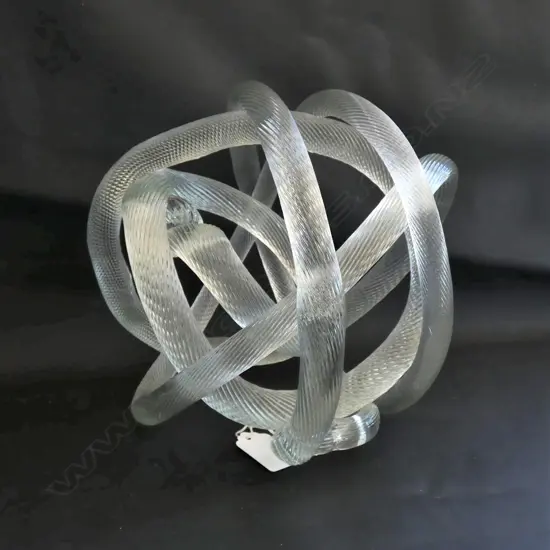CONTEMPORARY CLEAR GLASS 'ROPE' SCULPTURE A.F 200mm dia