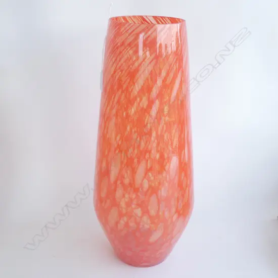 LARGE ORANGE ART GLASS VASE H.490mm