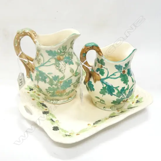 MASONS IRONSTONE 2 OAK LEAF JUGS & TWO HANDLED PLATE