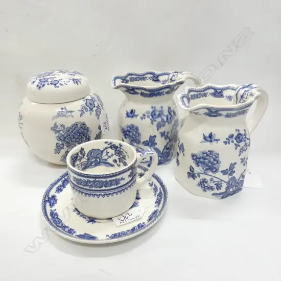 MASONS IRONSTONE MANCHU PATTERN GINGER JAR, 2 JUGS, C&S, S&P