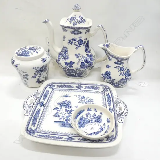 MASONS IRONSTONE MANCHU PATTERN, COFFEPOT, LIDDED JAR, PLATE & 2 DISHES
