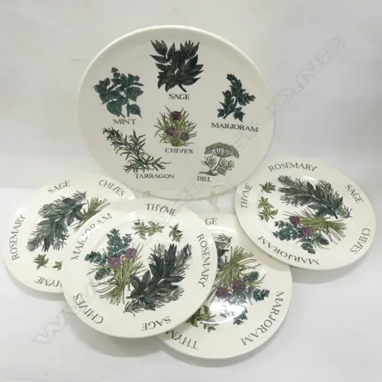 MASONS IRONSTONE 5 LG PLATES, ENGLISH HERB PATTERN