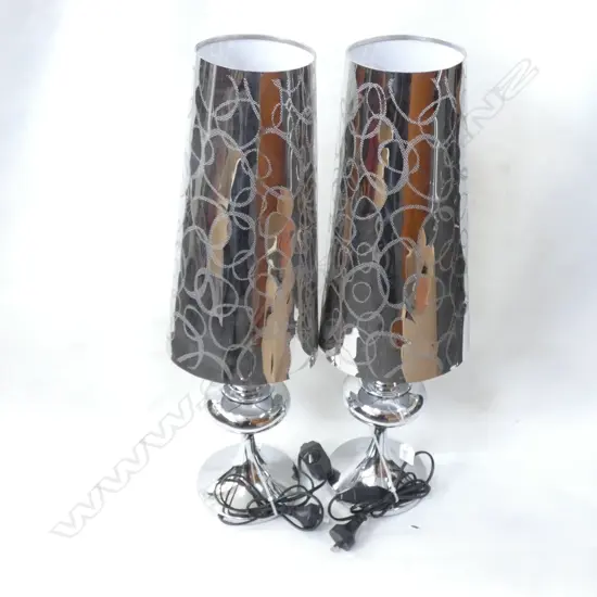 PR DESIGNER CHROME TABLE LAMPS H. 680MM