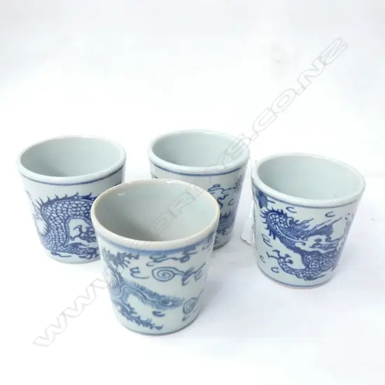 4 CHINESE B/W DRAGON CUPS H.70mm
