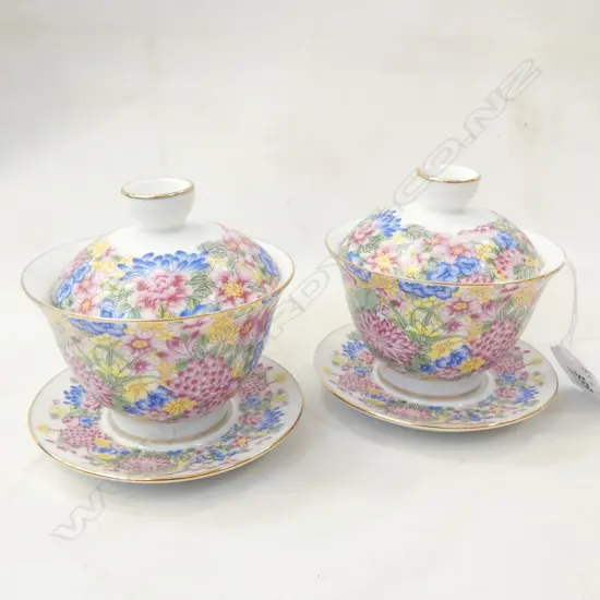 PR CHINESE FAMILLE ROSE TEA CUPS 