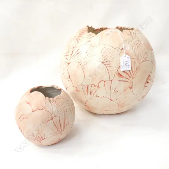 2 SPHERICAL CERAMIC VASES H 260 MM