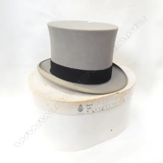 CHRISTYS GREY FELT TOP HAT H.140mm IN BOX