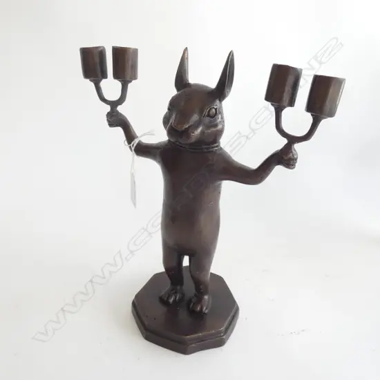 BRONZE RABBIT CANDLEHOLDER H.280mm