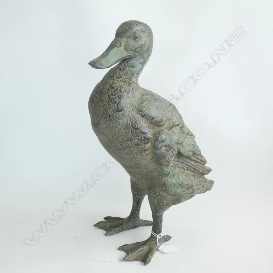 BRONZE VERDIGRIS STANDING DUCK H.400mm
