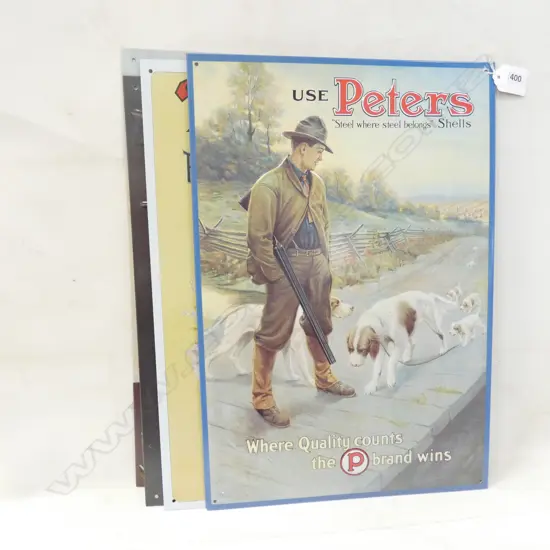 4  GUN RELATED TIN PLATE SIGNS  317  X 405MM