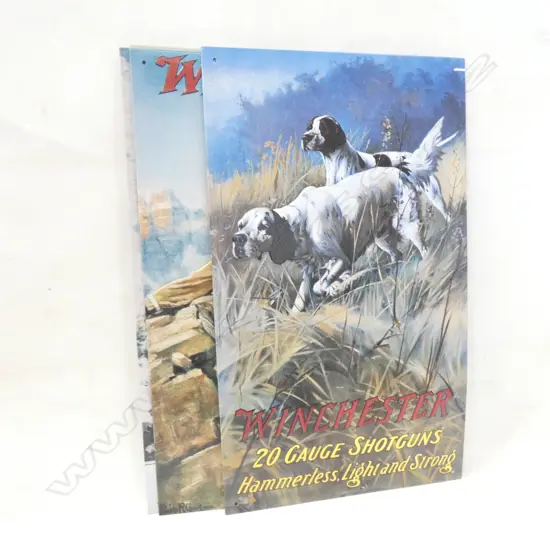 4  WINCHESTER GUNS & CARTRIDGES TIN PLATE SIGNS 285 X 407MM