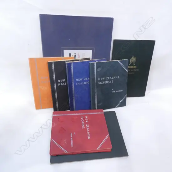 'FINAL IMPRESSIONS' NZ $1 & $2 BANK NOTES IN PRESENTATION BOX + COLLECTION NZ COIN ALBUMS