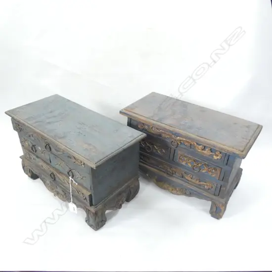 PR ORNATE DISTRESSED PAINTED WOODEN 4-DRAWER BOXES 377 X 180 X 220MM 