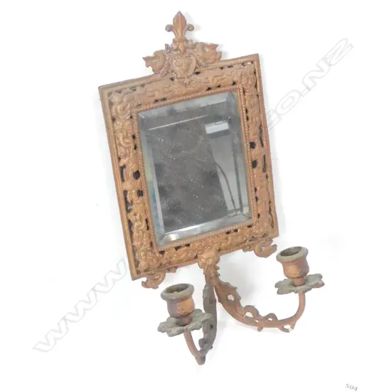 GILDED MIRROR & 2 CANDLE WALL SCONCE H. 350 W 175MM