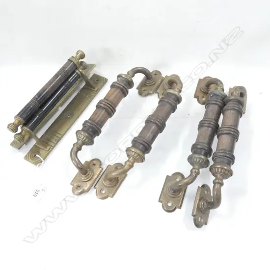 3 PR VINTAGE BRASS HANDLES - LONGEST 290MM