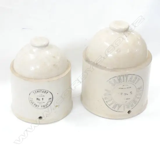 PR OLD STONEWARE SANITARY POULTRY FOUNTAINS - LARGEST H. 255 DIA 185MM