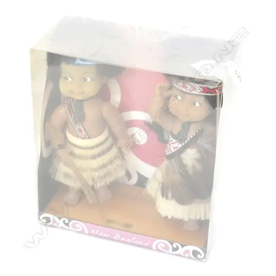 PR MAORI DOLLS ON WOODEN BASES H. 200MM - IN ORIG. BOX