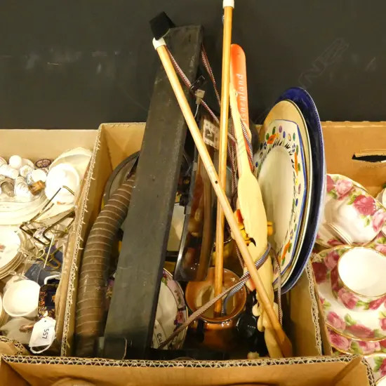 BOX MISC INCL ROYAL DOULTON COACHING DAYS PLATE; AYNSLEY C& S ETC..