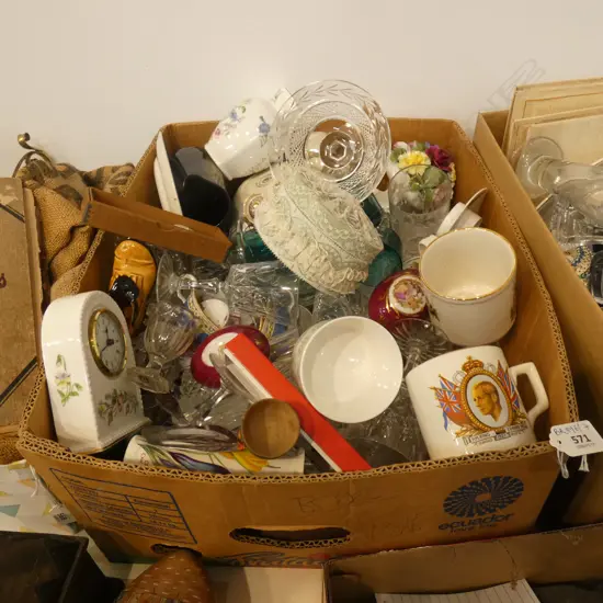 BOX LOT ASST. CHINA TRINKETS ETC