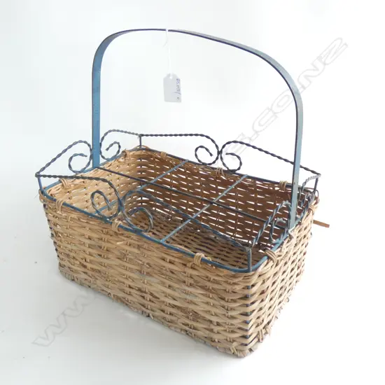 METAL & WOVEN CANE BASKET W.330mm