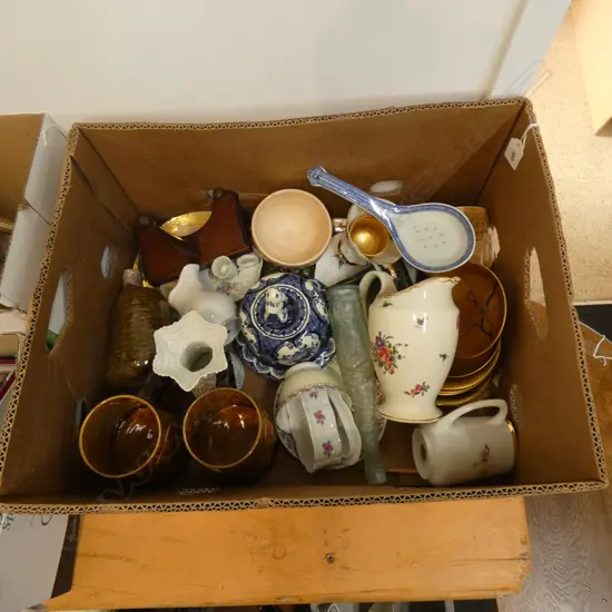BOX LOT ASST CHINA & COLLECTABLES