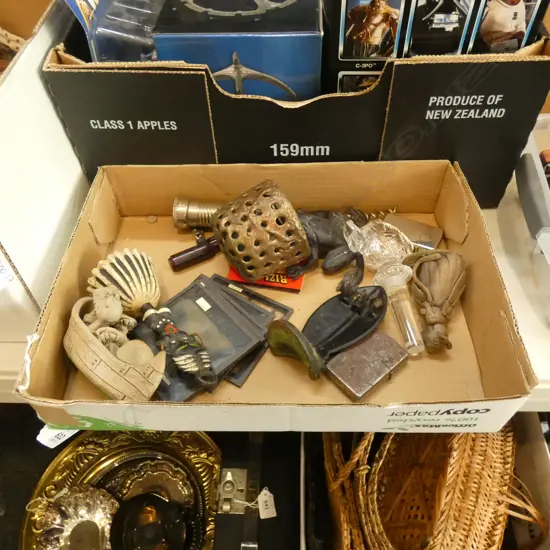 BOX OLD METAL SCULPTURES ETC...