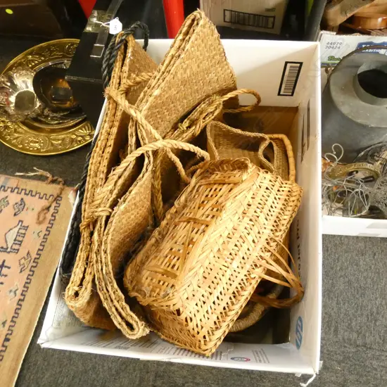 BOX LOT ASST. WOVEN BASKETS